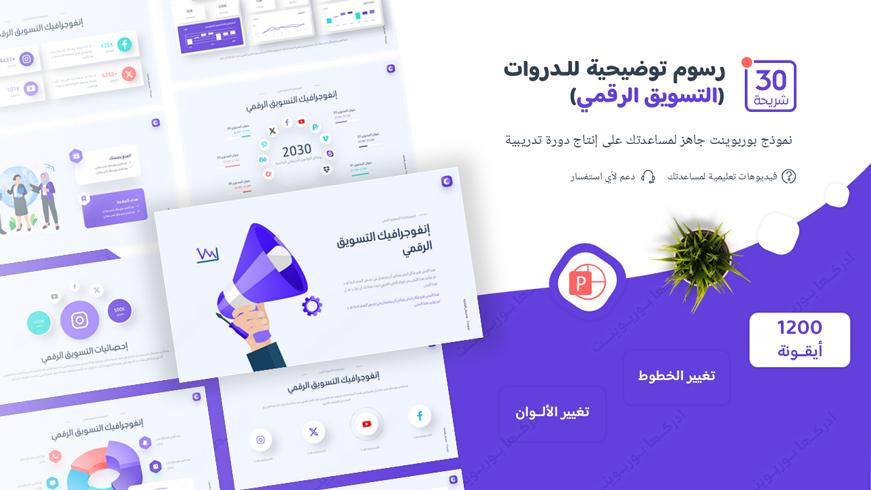 بوربوينت رسوم توضيحية لتحضير دورة تعليمية عن التسويق الرقمي